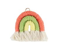 Pendentif à Pompon, Corde de Coton tissée Arc-en-Ciel Gland Perle Pendentif Porte-clés 5 pcs Multicolore(5pcs Orange)