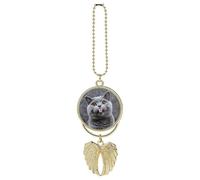Pendentif à suspendre en alliage de zinc pour rétroviseur de voiture en forme de chat bleu - Soulage la fatigue visuelle - Porte-clés vintage - Décoration d'intérieur de voiture porte-bonheur - Style
