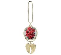 Pendentif à suspendre en alliage de zinc pour rétroviseur de voiture, motif roses rouges - Soulage la fatigue visuelle - Porte-clés vintage - Décoration d'intérieur de voiture porte-bonheur, taille