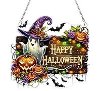Pendentif à suspendre en forme de monstre citrouille d'Halloween pour adultes, peinture diamant, décoration de la maison, fenêtre murale pour la maison et le bureau (diamant à point simple côté)