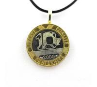 Pendentif - ABIJOUX - Pièce de Monnaie Authentique France 10 francs Génie de la Bastille - Cuir Noir - Mixte