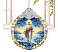 Pendentif Acrylique De La Nativité - Ornement De Noël Rond avec Scène De La Naissance De Jésus | Suspension De Bénédiction pour Arbre, Porte Ou Fenêtre | Design Détaillé, Taille 8x8 Cm