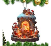 Pendentif Acrylique de Noël - Tag de Suspension du Père Noël, Ornement Transparent décoratif avec thème de Vacances, Accessoire léger élégant | Idéal pour la Chambre d'arbres Home Office Festive