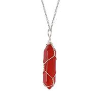 Pendentif Agate Rouge Cristal Rétro Cadeaux Saint Valentin Bijoux Décoration Collier Cornaline Prisme Hexagonal pour Amis Pendentif Agate Rouge Collier Cornaline Pendentif Pierres Précieuses F