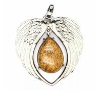 Pendentif Aile d'ange en Cristal Naturel, Pierre de Quartz Ovale, Collier Goutte - Pierre illustrée