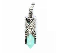 Pendentif Aile d'ange Hexagonal en Cristal Naturel et Pierre précieuse - Turquoise