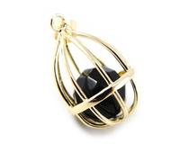 Pendentif Alchimie noir - LES TRESORS DE LILY - Pendentif - Oxyde de zirconium - Plaqué or - 20x13 mm