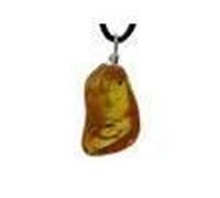 Pendentif Ambre pierre roulée - Synthétique - Bélière dorée ou argentée - Qualité E