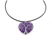 Pendentif améthyste pour femme en forme de cœur | Bijou énergétique pour Poissons et Verseau | Amulette spirituelle | Finition argentée élégante | Idéal comme cadeau zodiacal | 45 cm réglable