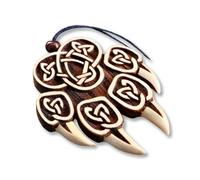 Pendentif amulette en forme de patte d'ours slave, sceau de veles en bois de cèdre naturel, talisman païen pour force, concentration, équilibre, symbole sacré pour homme et femme, totem d'énergie