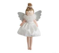 Pendentif ange de Noël en tissu conçu pour être accroché sur les arbres de Noël, les fenêtres ou les portes, ajoutant un élément charmant et festif à la décoration (blanc)