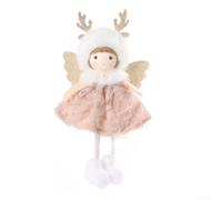 Pendentif Ange de Noël Peluche 18 cm avec pour bois et Jupe | Fabriqué en polyester et plastique pour facile à accrocher pour sapin murs pour fenêtres Décoration charmante et