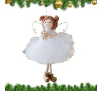 Pendentif Ange Fille pour Sapin De Noël - Jupe en Tulle Rêveuse - Ange Fille aux Ailes Dorées Ornements,pour Mur Salon Chambre Balcon Jardin Café Appui De Fenêtre
