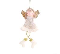 Pendentif Ange Peluche Noël 10x10cm Ailes Dorées(E) | Design angélique mignon, ailes dorées détaillées, taille compacte 10x10cm, pour idéal pour petits sapins