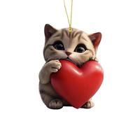 Pendentif animal en acrylique, ornement de chien en acrylique - Pendentif de sac à dos acrylique 2D de la Saint-Valentin,Accessoires mignons, charme créatif d'intérieur de voiture avec motif de cœur p