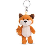 Pendentif animal en peluche durable de 10 cm, orange, avec cordon, anneau et porte-clés