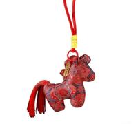 Pendentif Année du cheval 2026, 16 cm en tissu brodé pour poignée de porte du Nouvel An chinois, décoration pour festival du printemps, symbolisant la bonne fortune et la prospérité (cheval rouge)