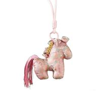 Pendentif Année du cheval 2026 - 16 cm - Tissu brodé - Nouvel An chinois - Décoration pour fête du printemps - Symbole de la chance et de la prospérité (cheval rose)