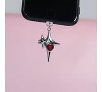Pendentif Anti-Poussière Pour Téléphone,Croix D'amour Étoile,Accessoires Pour Iphone,Décorations Samsung,Port Type-C,Pierre Précieuse Artificielle - Type Red For Iphone