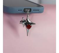 Pendentif Anti-Poussière Pour Téléphone,Croix D'amour Étoile,Accessoires Pour Iphone,Décorations Samsung,Port Type-C,Pierre Précieuse Artificielle - Type Red For Type-C