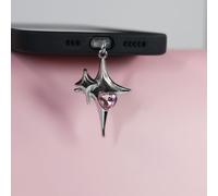 Pendentif Anti-Poussière Pour Téléphone,Croix D'amour Étoile,Accessoires Pour Iphone,Décorations Samsung,Port Type-C,Pierre Précieuse Artificielle - Type Pink For Type-C