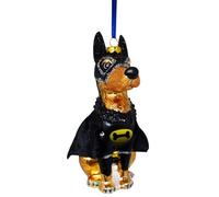 Pendentif arbre de Noël Batdog en verre noir Hauteur 15 cm Chien