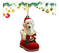 Pendentif Arbre de Noël Chien, Décoration Arbre de Noël Chien, Décoration de Fête Saisonnière 2D pour de Cheminée Voiture Fenêtre