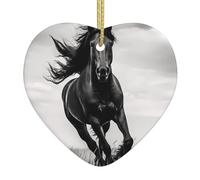 Pendentif arbre de Noël en céramique 6,9 x 7,6 cm WHJDPP noir étalon photo avec câble métallique doré pour une suspension facile