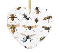 Pendentif arbre de Noël en céramique 6,9 x 7,6 cm WHJDPP Une grande collection d'insectes aériens avec câble métallique doré pour une suspension facile