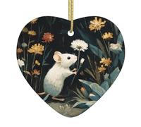 Pendentif arbre de Noël en céramique 6,9 x 7,6 cm WHJSHOP la souris cueillette de fleurs facile à accrocher dans les centres commerciaux et les magasins