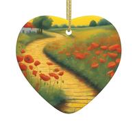 Pendentif arbre de Noël en céramique 6,9 x 7,6 cm WHJSHOP Poppy Field Yellow Brick Road Prints facile à accrocher dans les centres commerciaux et les magasins