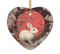 Pendentif arbre de Noël en céramique 6,9 x 7,6 cm WHJSHOP Resurrection Lapin Hole Prints Facile à accrocher dans les centres commerciaux et les magasins