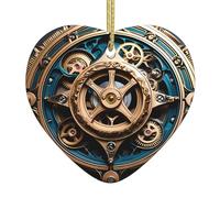 Pendentif arbre de Noël en céramique 6,9 x 7,6 cm YYHHAOFA cool engrenages steampunk impression facile à accrocher dans les centres commerciaux et les magasins