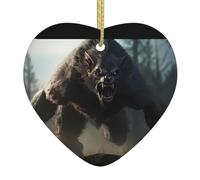 Pendentif arbre de Noël en céramique 6,9 x 7,6 cm YYHHAOFA loup-garou impression HD facile à accrocher dans les centres commerciaux et les magasins