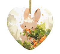 Pendentif arbre de Noël en céramique 6,9 x 7,6 cm YYHWHJDE A Little Wallaby tirant un radis avec corde dorée pour l'accrocher facilement