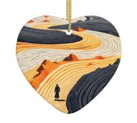 Pendentif arbre de Noël en céramique à suspendre avec inscription « Love » - WHJDPP - Courbe de couleur - Impression rivière - Conçu spécifiquement pour les vacances - 7,9 x 7,9