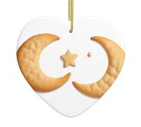 Pendentif arbre de Noël en céramique à suspendre avec inscription « XBKGOHA Moon Cookies Say Goodnight » - Trous soigneusement percés - Corde en métal