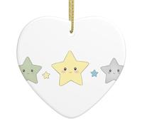 Pendentif arbre de Noël en céramique à suspendre avec inscription « YYHHAOFA Three little stars » - Conçu spécifiquement pour les vacances - 7,9 x 7,9 cm