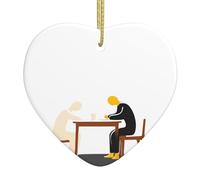 Pendentif arbre de Noël en céramique à suspendre Motif WHJSSF silence Conçu spécifiquement pour les vacances 7,9 x 7,9 cm