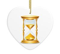 Pendentif arbre de Noël en céramique à suspendre WHJSSF doré motif sablier conçu spécifiquement pour les vacances 7,9 x 7,9 cm