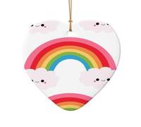 Pendentif arbre de Noël en céramique, en forme de cœur, petit arc-en-ciel décoratif à suspendre, décoration de Noël, décoration d'intérieur, cadeaux de fête