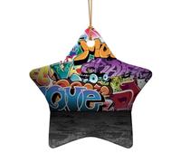 Pendentif arbre de Noël en céramique, graffiti en forme d'étoile, décoration de Noël, décoration de Noël, décoration d'intérieur, cadeaux de fête