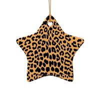 Pendentif arbre de Noël en céramique, motif léopard en forme d'étoile, décorations de Noël décoratives à suspendre, décoration de Noël, décoration d'intérieur, cadeaux de fête