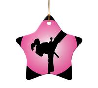 Pendentif arbre de Noël en céramique, motif taekwondo en forme d'étoile, décorations de Noël décoratives à suspendre, décoration de Noël, décoration d'intérieur, cadeaux de fête
