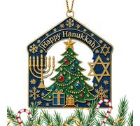 Pendentif arbre de Noël, souvenir plat classique à suspendre | Décoration de Noël Hanoukka en acrylique | pour cheminée, rebord de fenêtre, mur, salon, chambre à coucher, balcon, fête de jardin