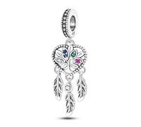 Pendentif arbre généalogique en forme de cœur avec attrape-rêves en argent sterling 925 compatible avec les bracelets à breloques Pandora