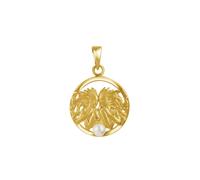 Pendentif argent 925 plaqué or signe du zodiaque jumeaux avec perle d'eau dou...