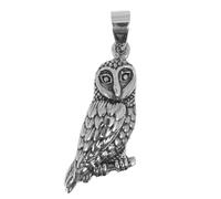 Pendentif Argent artisanal 'Chouette' argenté vieilli - 30x14 mm [S0835]