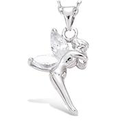Pendentif Argent 'Fée Clochette' blanc argenté (rhodié) - 17x12 mm [R4157]