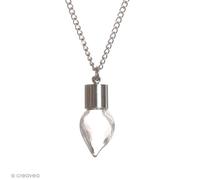 Pendentif - Argent - Fiole en verre - 3 cm - Goutte - Mixte